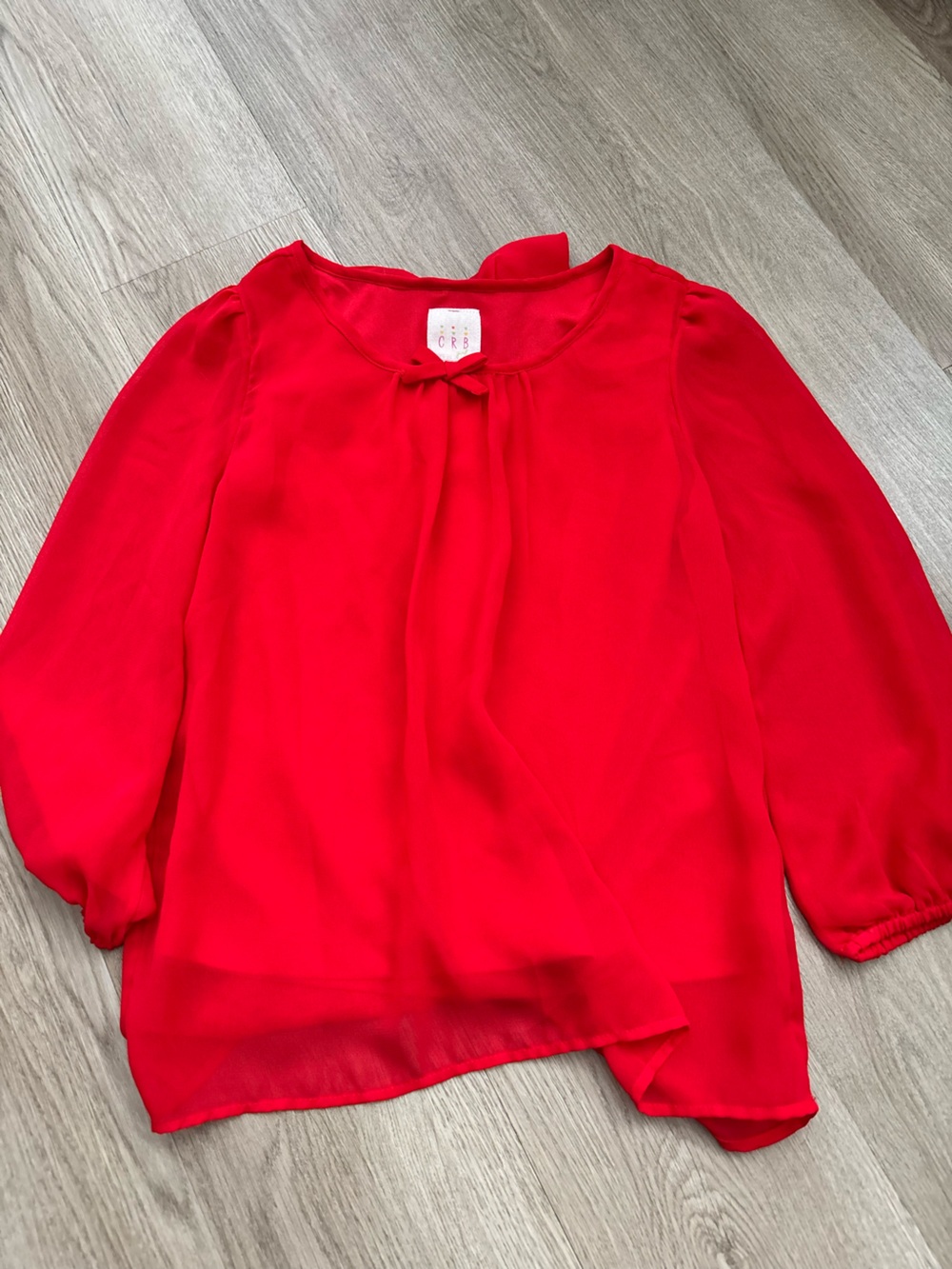 CRB Girls' Red Long-Sleeve Chiffon Blouse